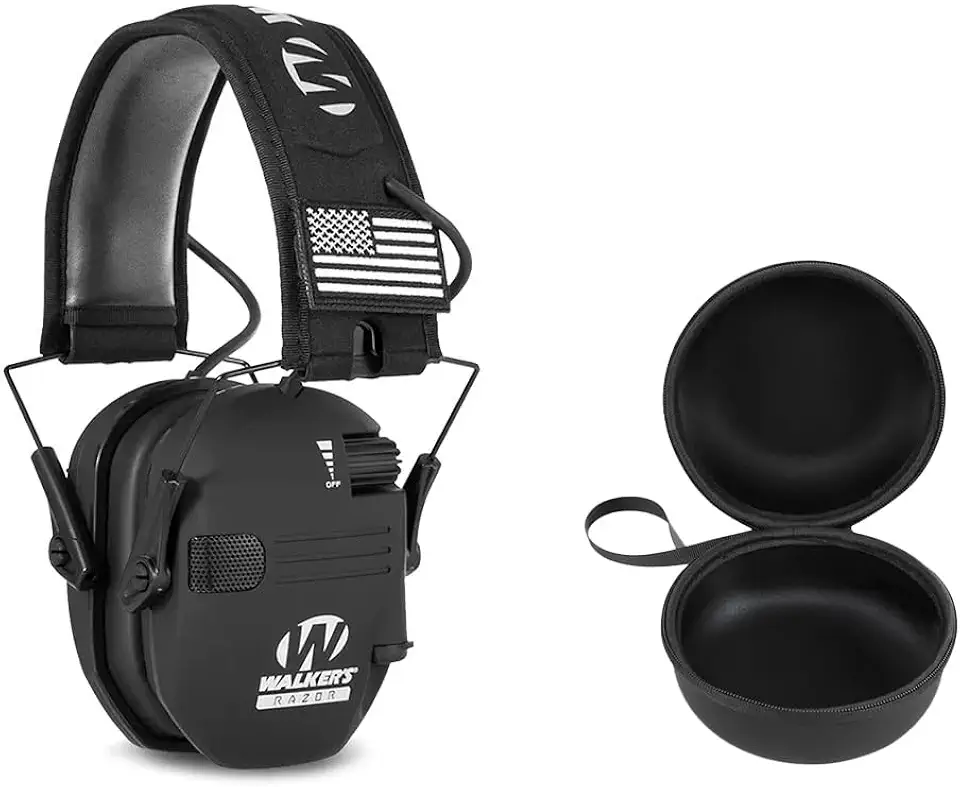 Proteção de Redução de Ruído Adulto, Abafador Protetor de Ouvido Tático, Abafador De Ruído Eletrônico Walkers Razor, Abafador Tiro Esportivo (Preto)