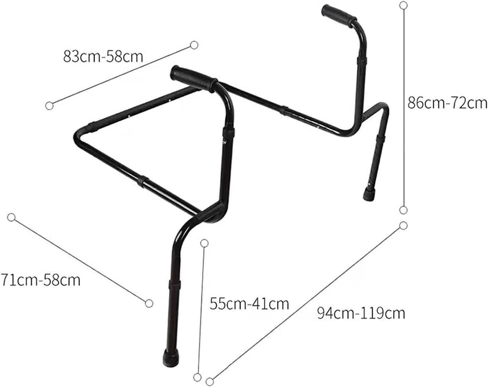 Ausilio per Stare in Piedi, Sedia Regolabile con maniglione di Supporto, Colore Nero, per Anziani, Persone disabili e pazienti.