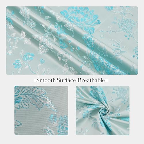 Image of FRESH FROM LOOM Floral Blackout Window Curtains 6 Feet Long | High Tenacity Yarn Polyester Weaved Curtains | Premium Screens for Home Office | Dust Repellent (Aqua, 6ft, 2pc), Rod Pocket