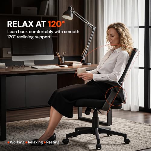 Image of DROGO Zenar Mesh Ergonomic Office Chair for Work & Study | Executive Computer Chair with Flip-up Armrest & Lumbar Support | Breathable Desk Chair with Swivel Rocking Backrest, 1 Yr Warranty (Black)