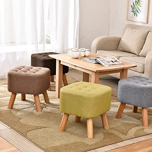 Tabouret bas en lin gris idéal près du canapé - 3