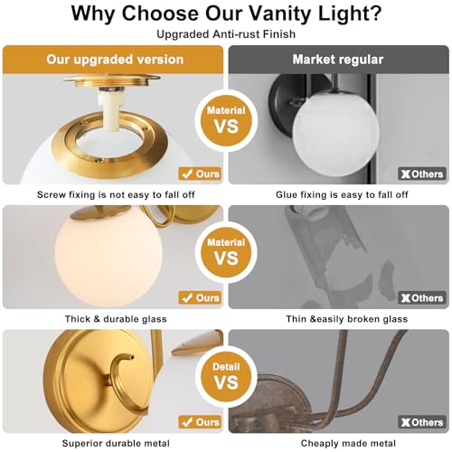 Image of Vintage Brushed Gold Bathroom Wall Sconces, Include G9 bull, 2-Pack