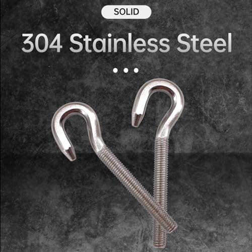 Image of Long Shank Hook Bolts M5 304 Stainless Steel Round Hooks Eyelet Bolts Ring Screw for Yacht Boat Marine Swing Chair Yoga Hammock 18 Pack