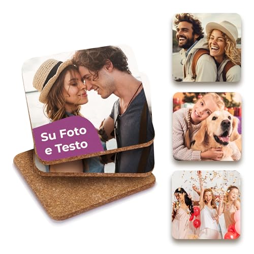 Sottobicchieri Personalizzati in Sughero Cimpress - Con Logo Aziendale o Foto, 9,5 x 9,5 cm - Regali Personalizzati per Eventi, Matrimoni, Nonni, Gadget Promozionali per Locali, Uffici e Aziende (1)