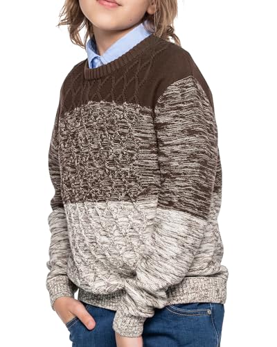 Image of BOBOYOYO Boys Sweaters 100% Cotton Cable Knit Kids Sweater Striped Pullover