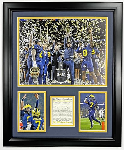 Michigan Football | 2023 CFP National Champions | Framed Double Matted Photo Collages | (18"x22", Podium)