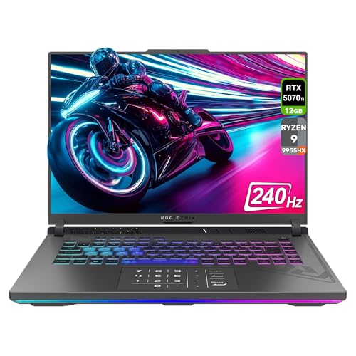 ASUS ROG Strix G16 Gaming Laptop, AMD Ryzen 9-9955HX, 32 GB DDR5 RAM, 1 TB PCIe SSD, 16' 2.5K (2560x1600) Display, Nvidia G-Force RTX 5070Ti, Backlit Chiclet Keyboard RGB, W11 Home, Eclipse Gray