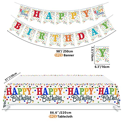 Xjlantte Rainbow Party Supplies - Birthday Banner, Colorful Mini Polka Dot Paper Plates, Napkins, Cups, Tablecloth, Knives, Fork, Spoon And Straws For Kid Adult Party Decorations thumb #2