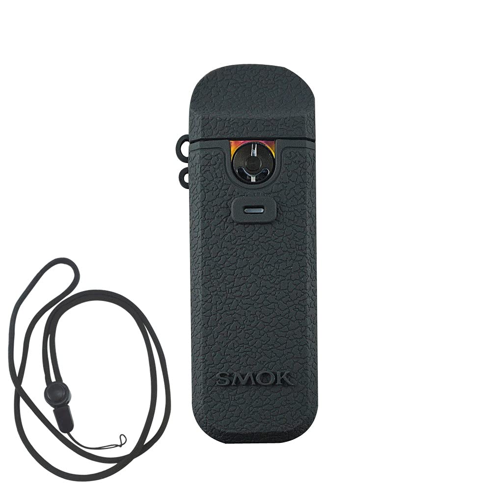 DSC-Market DSC-Mart Silicone Cover for Smok Nord 4 Case Sheild Sleeve Wrap with Lanyard (Black), Black Lanyard