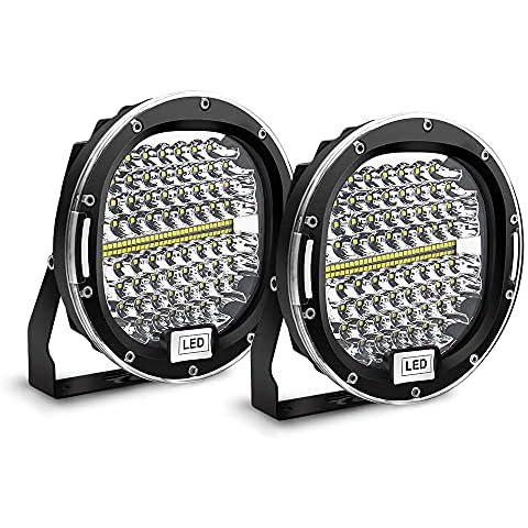 Safego LED Driving Work Light, 7'' 300W LED Pods Light Bar Spot Beam 30000LM Round Offroad Light LED Light Bar Fog Light Lamp Roof Bar Bumper for 4x4 SUV ATV Truck Boat Tractor 12V, 2PCS - Black Shell Cover
