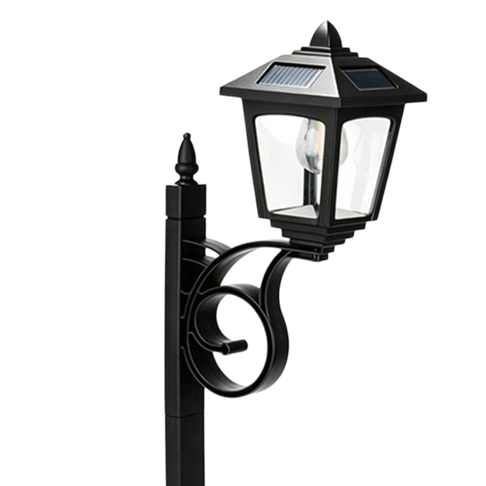 2-in-1 Outdoor Flower Pot with Solar Post Lantern Solar Lantern Planter