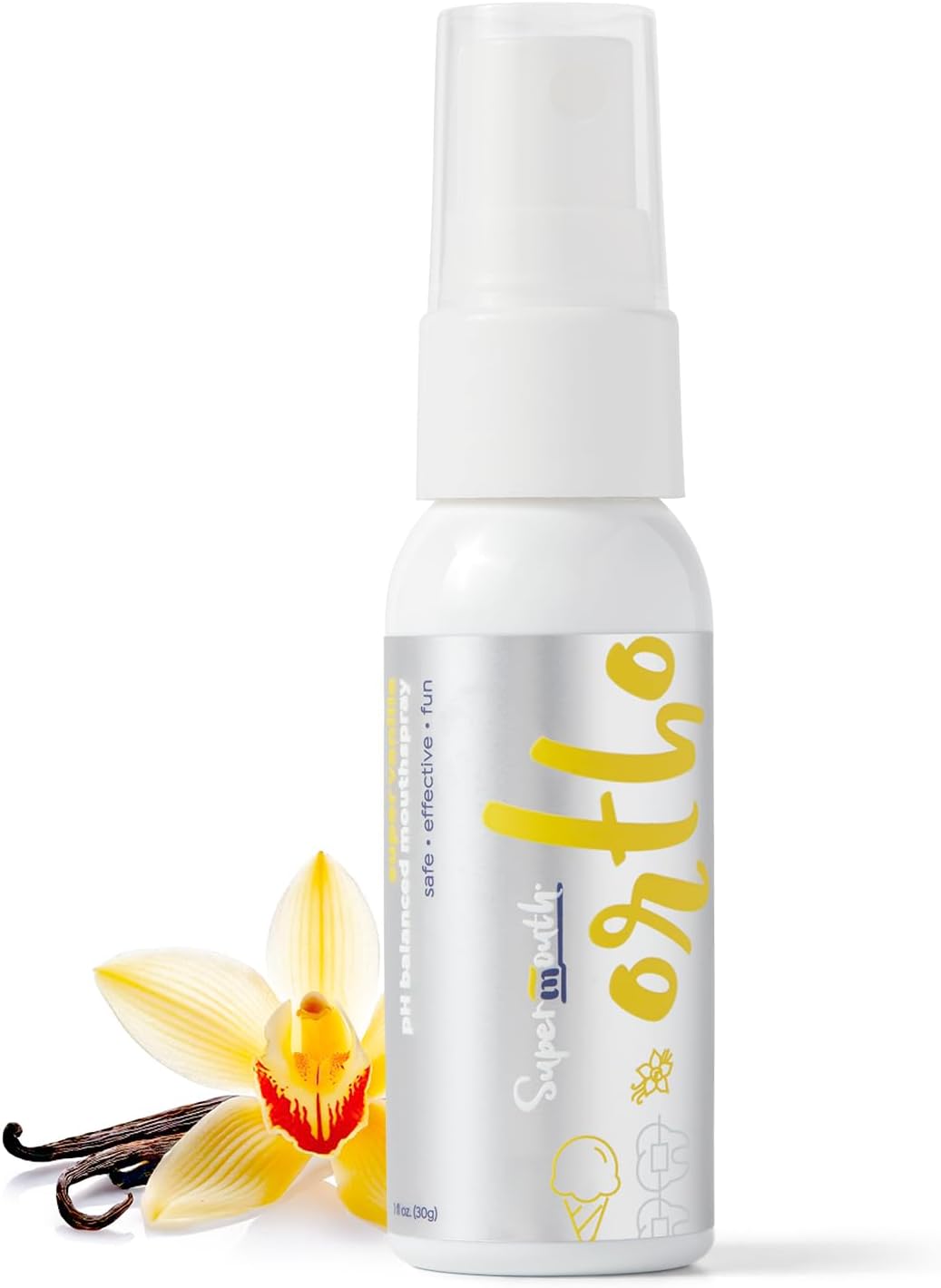 SuperMouth Ortho Mouth Spray – Alkaline Formula with Prebiotics & Xylitol for Braces and Aligners, Breath-Freshening, Sugar-Free, pH Balancing, Microbiome Support, 4 Flavors for Kids and Adults