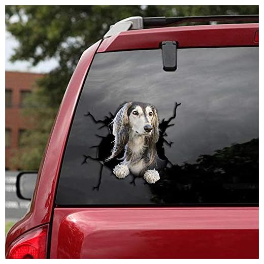 Ocean Gift Saluki Car Decals, Dog Car Stickers Pack of 2 - Realistic Saluki Stickers for Car Windows, Walls Series 79 Size 12" x 12"