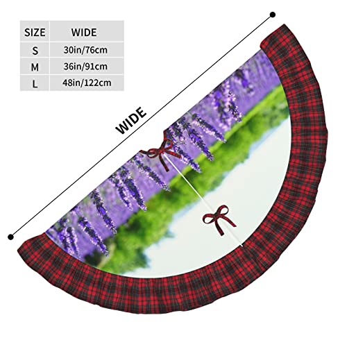 Purple Floral Faux Linen Christmas Tree Skirt Vintage Plaid Tree Skirt Size 30/36/48 Inches Diameter #TOP3