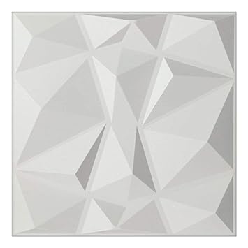 DASYA ENTERPRISES Textures 3D Wall Panels White Diamond Design Pack of 12 Tiles 32 Sq Ft (PVC)