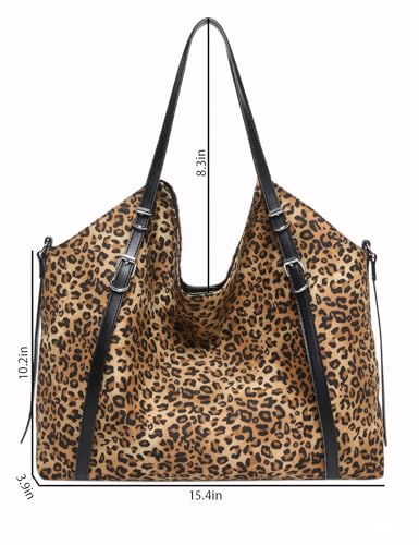 Leopard Print Tote Handbag for Women Cheetah Animal Pattern Nylon Shoulder Purse Bags4