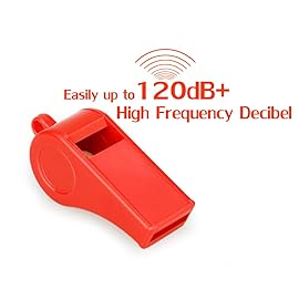 Hipat Red Emergency Whistles with Lanyard, Loud Crisp Sound Plastic Whistles Bulk Ideal for Outdoor SportLifesavingand Officials