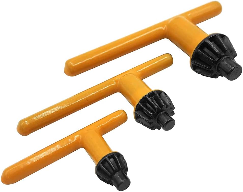 Mesee 3 Packs Drill Chuck Key Wrench Set, Universal Impact Chuck Keys Replacement 3 Sizes T Key Drill Press Wrench Repair Tools for 6mm/10mm 13mm 16mm Electric Drill Clamping Tool