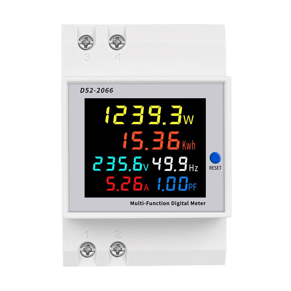 Misuratore di energia monofase Tester Monitor di utilizzo dell'elettricità 6 in 1 Multimetro AC 40-300V 100A Voltmetro Amperometro Watt Kwh Frequenza Misuratore di potenza 230V (TA incorporato)