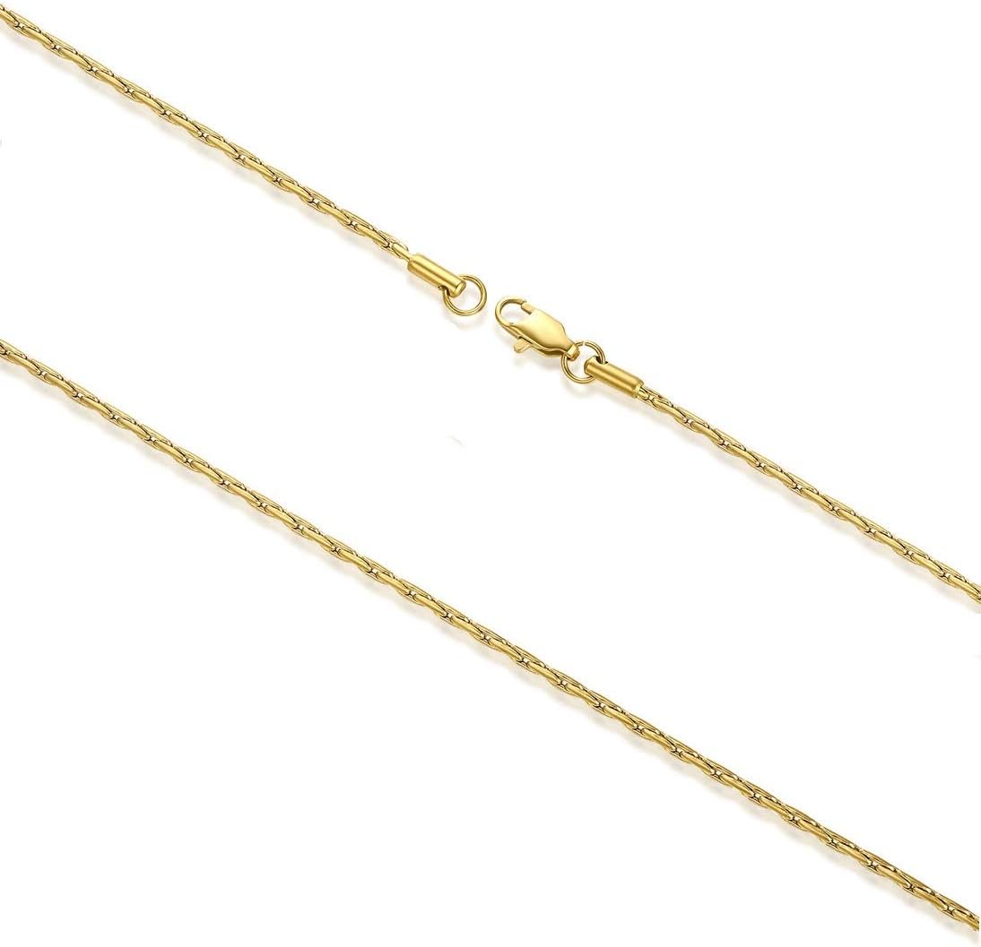 Gold Plated Thin Chain for Women, 14K Gold Plated 1.8mm Surgical Stainless Steel Chain Neclace for Men and Women