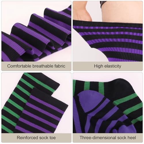 Image of DRESHOW Plus Size Thigh High Socks Striped Over Knee Long Boot Stockings Knee High Tube Socks Leg Warmers for Women
