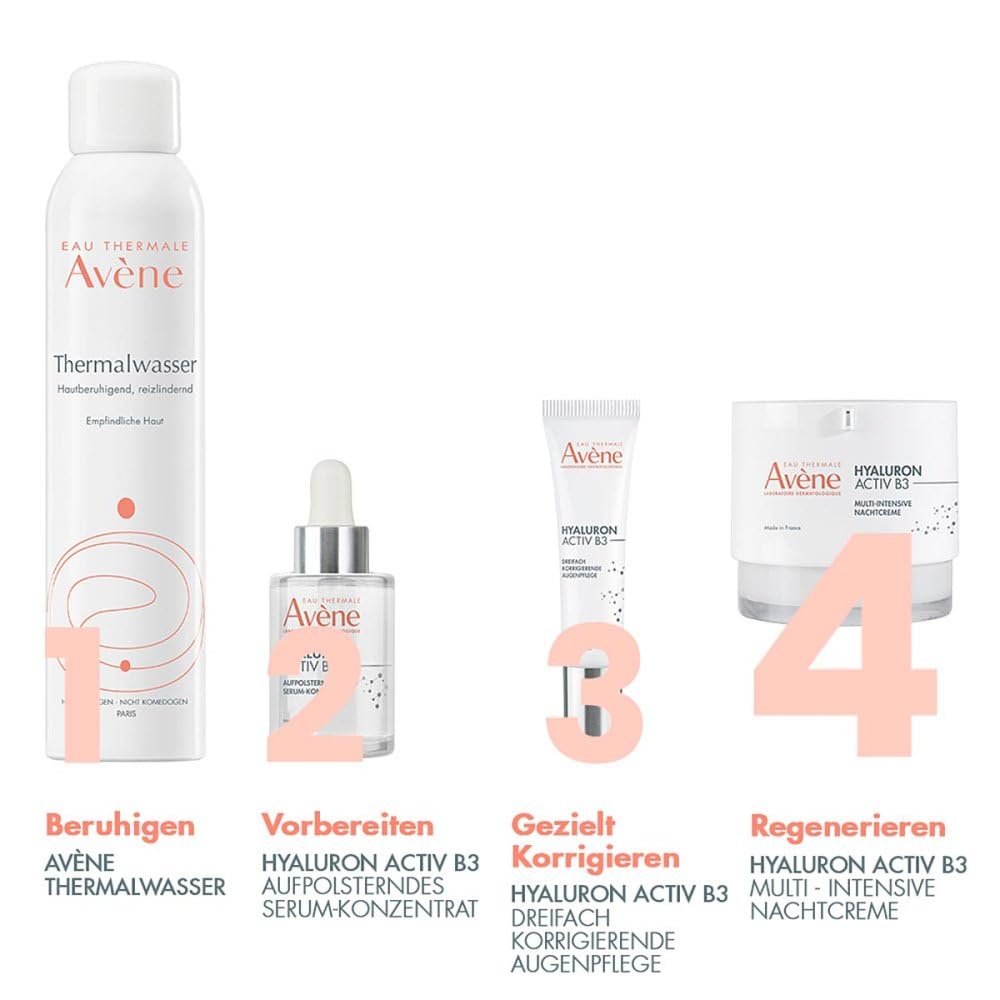 Avène Hyaluron Activ B3 Multi-intensive Nachtcreme - Anti-Aging Pflege gegen Falten mit Niacinamid, 40 ml Crema