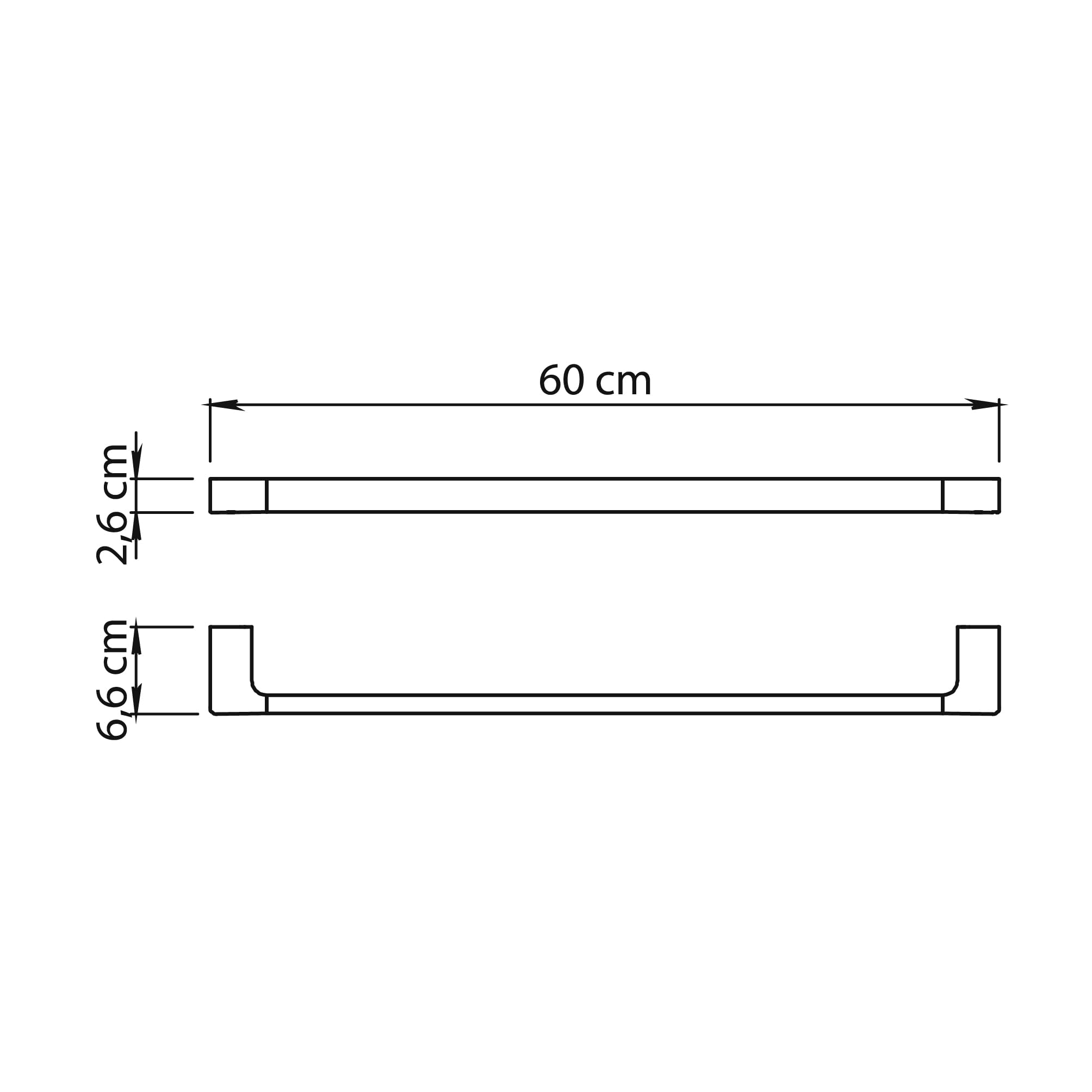 Gedy PIRENEI Bathroom Towel Rail, Towel Rail Wall, 60 x 6.6 x 2.6, Chrome, Brass, 60 cm - Image 3