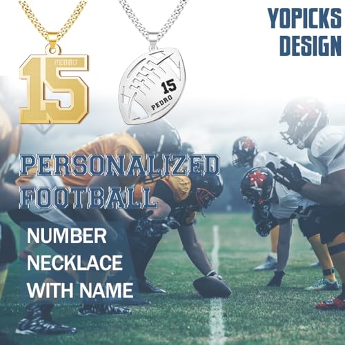 Yopicks Custom Number Necklace for Men, 18K Gold Plated Football Baseball Basketball Volleyball Jersey Number Necklace 00-99 with Custom Chain, Personalized Gifts for Boyfriend Men4