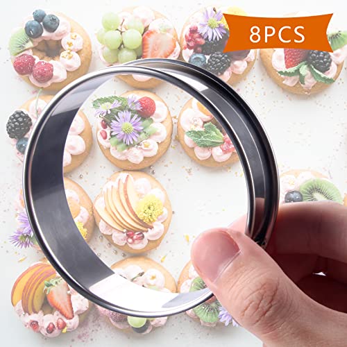 8 Pack English Muffin Rings Crumpet Ring,Double Rolled Stainless Steel Crumpet Rings Non Stick Metal Round Egg Ring Mold Or Home Food Making Baking Tool（3.4 Iinch) #TOP4
