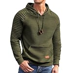 COOFANDY Mens Hoodies Pullover Casaul Long Sleeve Drawstring Waffle Knit Hooded Sweatshirt with Kanga Pocket