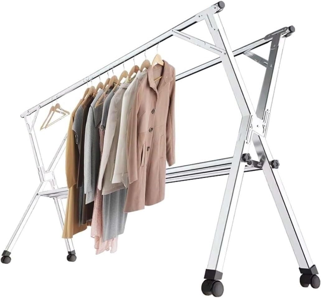 Foldable Space-Saving Clothes Rack Floor-Standing Clothes Rack Tripod Portable Rotating Clothes Rack，Adjustable Stainless Steel Laundry Rack, Foldable Outdoor Clothes Drying Rack, Space-Savi