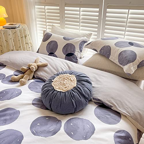 Blueblue Abstract Kids Duvet Cover Set Twin 100% Cotton Bedding For Boys Girls Teens Single Bed Grey Circle Geometric Pattern On White 1 Modern Comforter Cover 2 Pillowcase (Twin) #TOP2