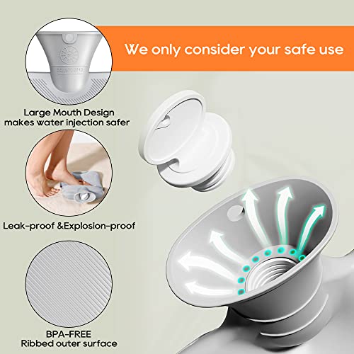 GUROTD Hot Water Bottle with Cover,Rubber Warm Hot Water Bag with Soft Plush Waist Cover Belt Hot Water Bottle Pouch for Pain Relief Neck,Shoulder, Hands,Back, Legs,Waist, Grey3pcs - Image 4