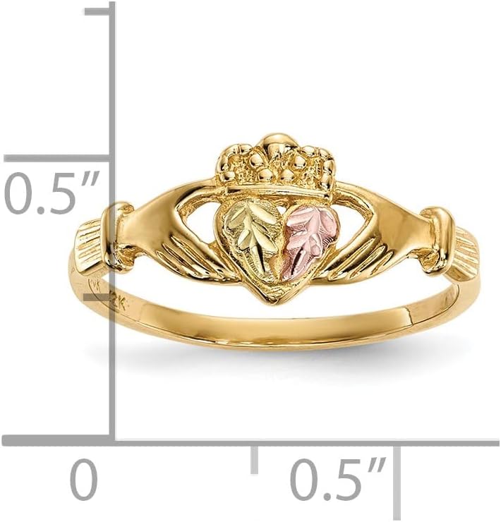 10k Yellow Gold Claddagh Ring, 12k Pink and Green Black Hills Gold