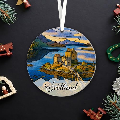ShelbyShops Scotland Acrylic Ornament - Scotland Stained Glass Style Ornament - Christmas Vacation Gift - Gift for Trip Lover - Travel Keepsake - Acrylic - 3.5 Inch