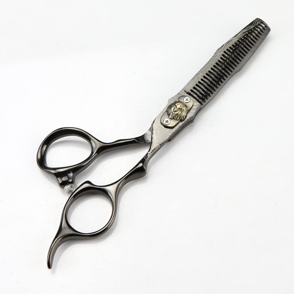 Haarschneideschere, 6 Zoll, Professionelle, Gehobene Tigerkopf-Schere Aus Schwarzem Damast, Haarschere Zum Schneiden, Friseur-Haarschnitt, Effilierschere, Friseurschere,