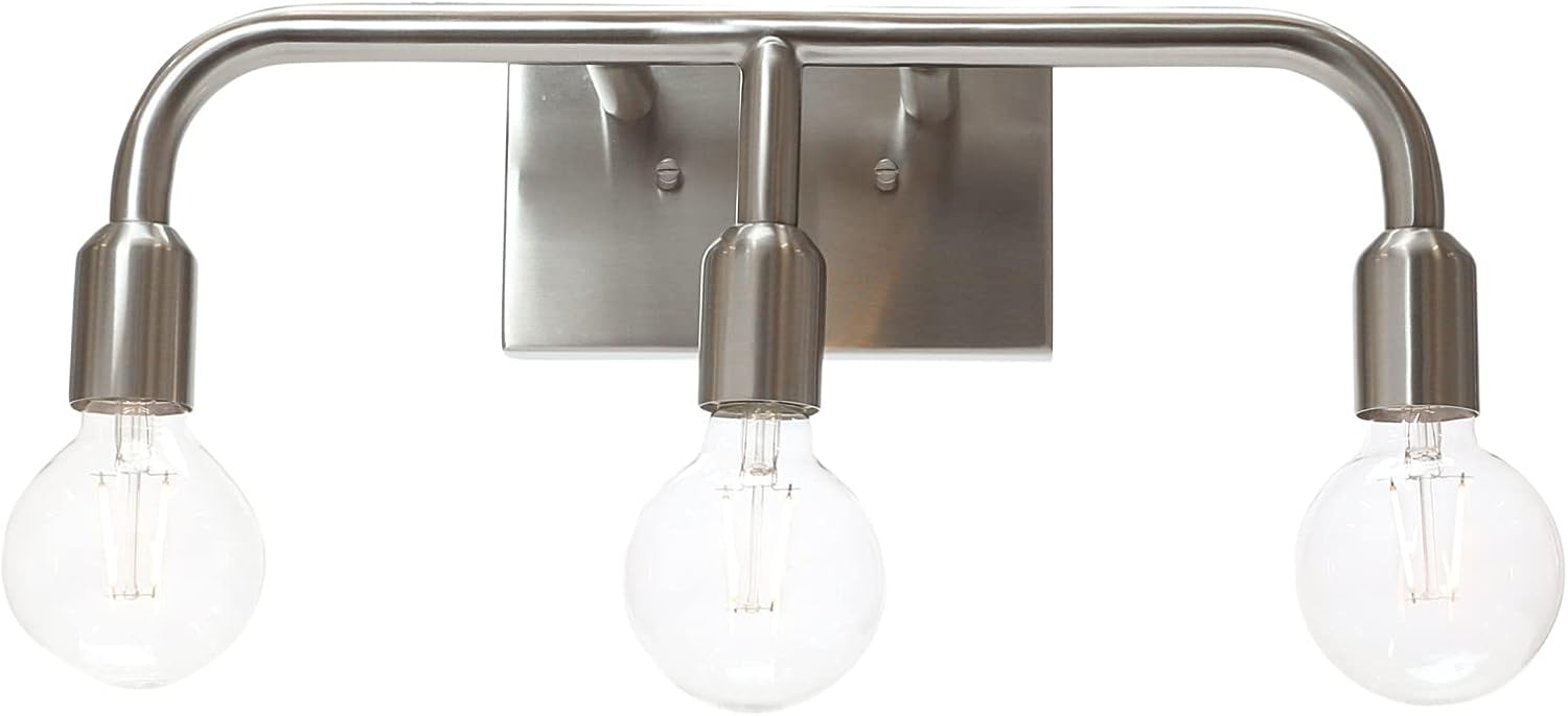 Benson - Exposed Bulb Metal 3-Light Vanity Light, Brushed Nickel