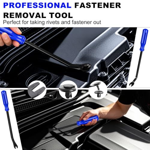 Image of 18 Pcs Auto Trim Removal Tool Kit with Non-Scratch Plastic Pry Tool Fastener Clip Pliers and Tire Caps Valve, Interior Door Panel Clip Removal Set for Vehicle Dash,Blue