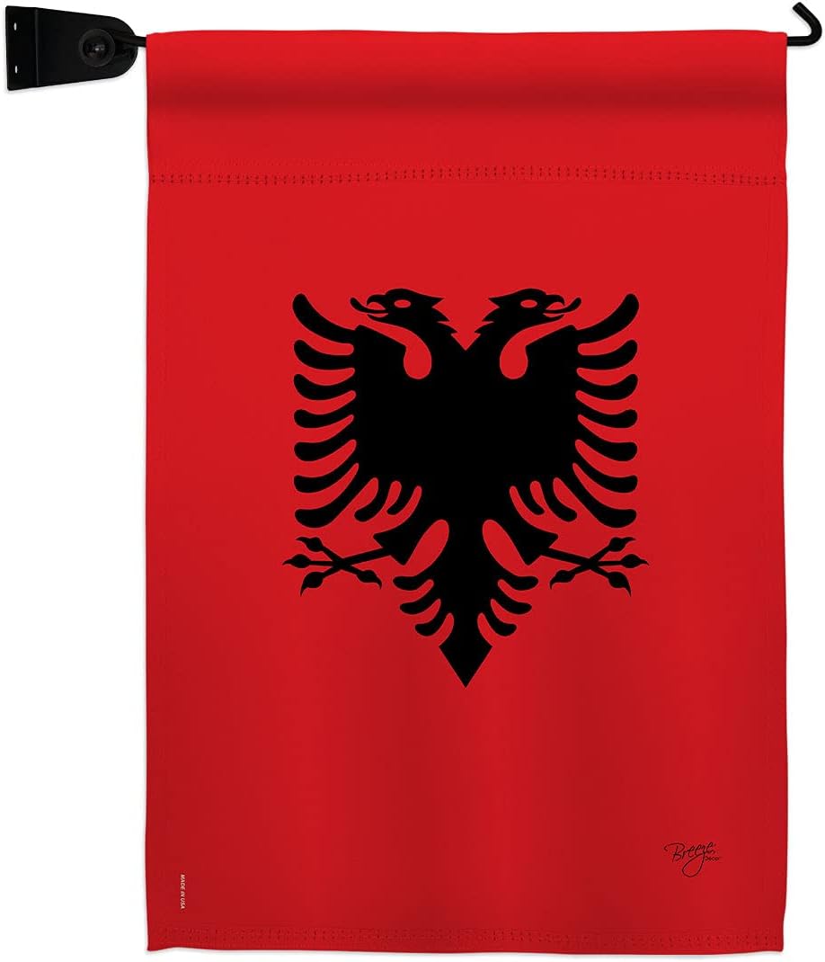 Albania Garden Flag Set Wall Holder Regional Nationality Nation International World Country Particular Area Small Decorative Gift Yard House Banner Made In USA 13 X 18.5