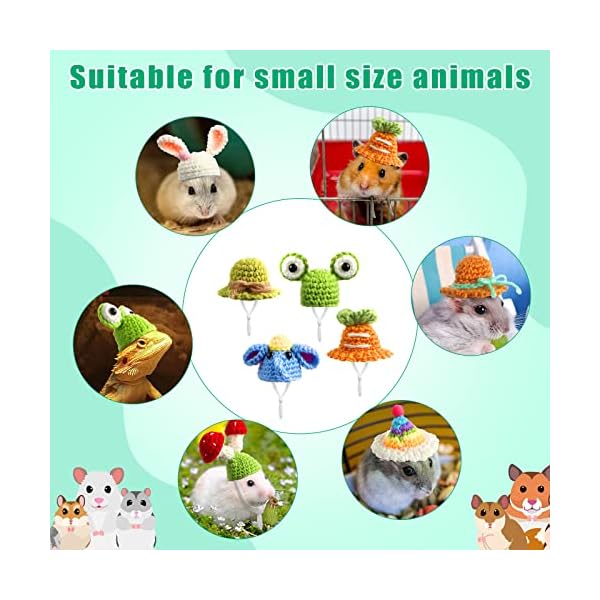 10 pcs hamster hat small animals cute tiny hat mini hand knitted hats for snakes pets bearded dragon guinea pig bunny costume accessories holiday parties - image 4