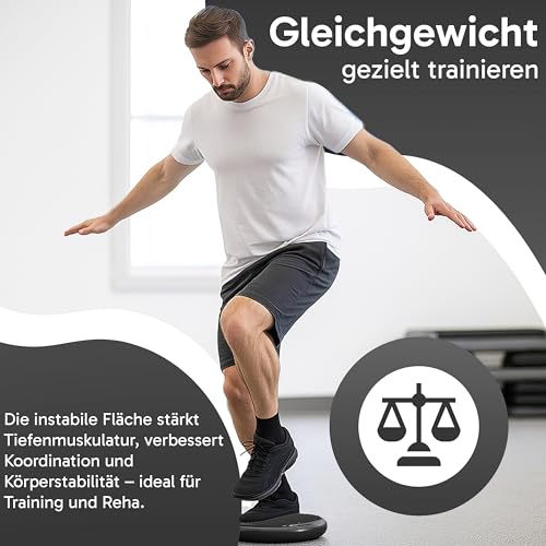 Retoo Ballsitzkissen mit Pumpe, Balancekissen 33cm, Luftkissen Sitzkissen Rückenschmerzen, Stärkung der Muskulatur, Verbesserung der Körperhaltung, Büro Zuhause Fitness, Schwarz