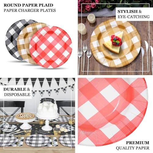 Efavormart 10 Pack Platos Cargadores Rojo y Blanco 13" miniatura 4