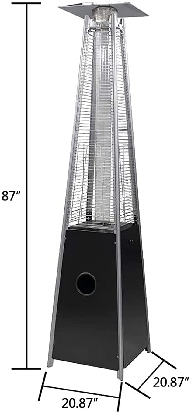 Riscaldatore da Terrazza Stufa a infrarossi Riscaldatore a propano da esterno 13KW Riscaldatore a fiamma a piramide da 42.000 BTU con riscaldatori per patio con ruote Spegnimento automatico, nero LSDR
