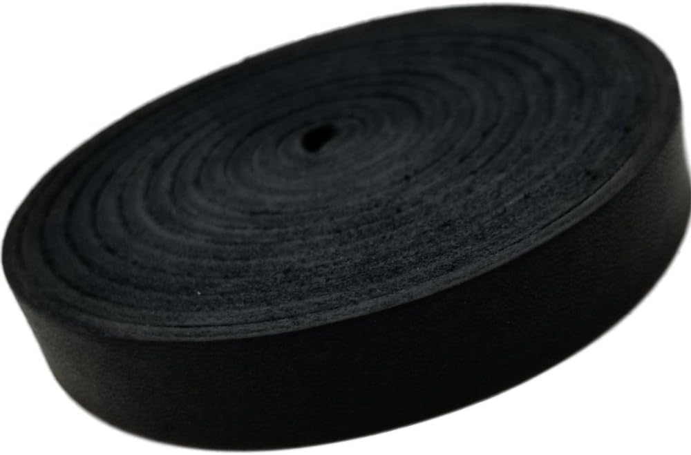 TOFL Genuine Top-Grain Leather Strap | 72 Inches Long | 1/2 Inch Wide | 1/8 Inch Thick (7-8 oz) | 1 Leather Strip for DIY Arts & Craft Projects, Clothing, Jewelry, Wrapping | Black