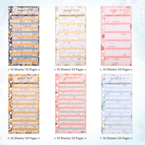 60 Blätter A6 Budget Planner Deutsch 6 Löcher Budget Binder Nachfüllpapier für Bargeld Ausgaben Geld Organizer Zubehör Einlagepapier für Notizbuch