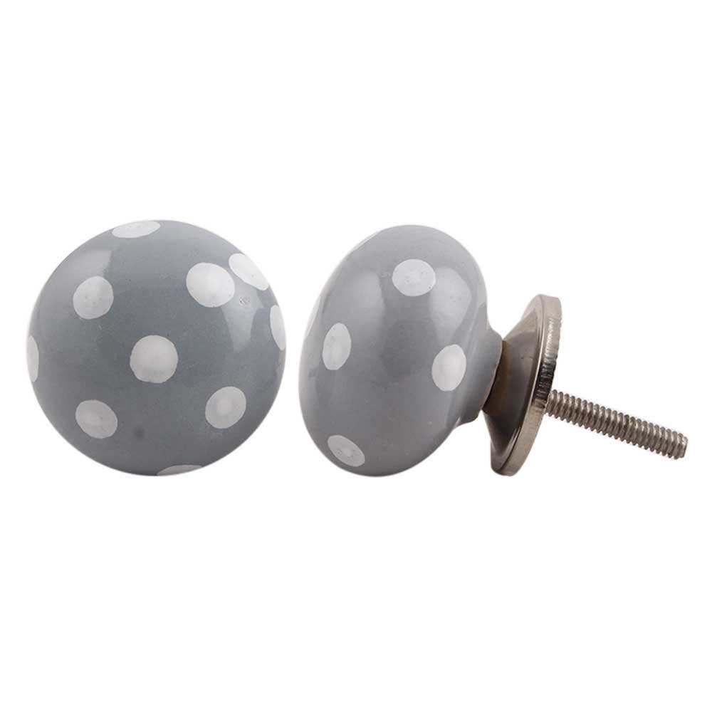 IndianShelf 2 Packs Grey Polka Dot Ceramic Drawer Knobs for Kitchen Cabinet Hardware Door Decorative Dresser Pulls Premium Handmade (B01N9T0FYR) Amazon Price History, Amazon Price Tracker