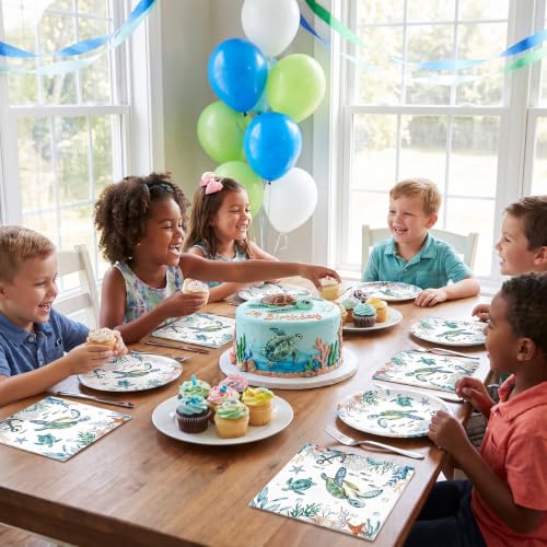 40Pcs Blue Coastal Turtle Paper Napkins Disposable Under the Sea Napkins, Nautical Ocean Sea Turtle Hand Towels for Underwater Beach Summer Birthday Baby Shower Dinner Kitchen Bathroom - Image 5