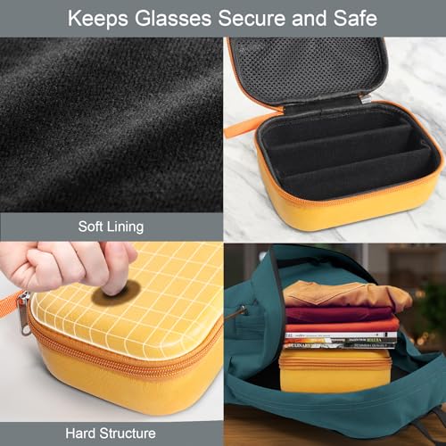 Image of Bukere Travel Sunglasses Organizer Case, PU Leather Adjustable Slots for Multiple Glasses, Hard Eyewear Box for Men Women