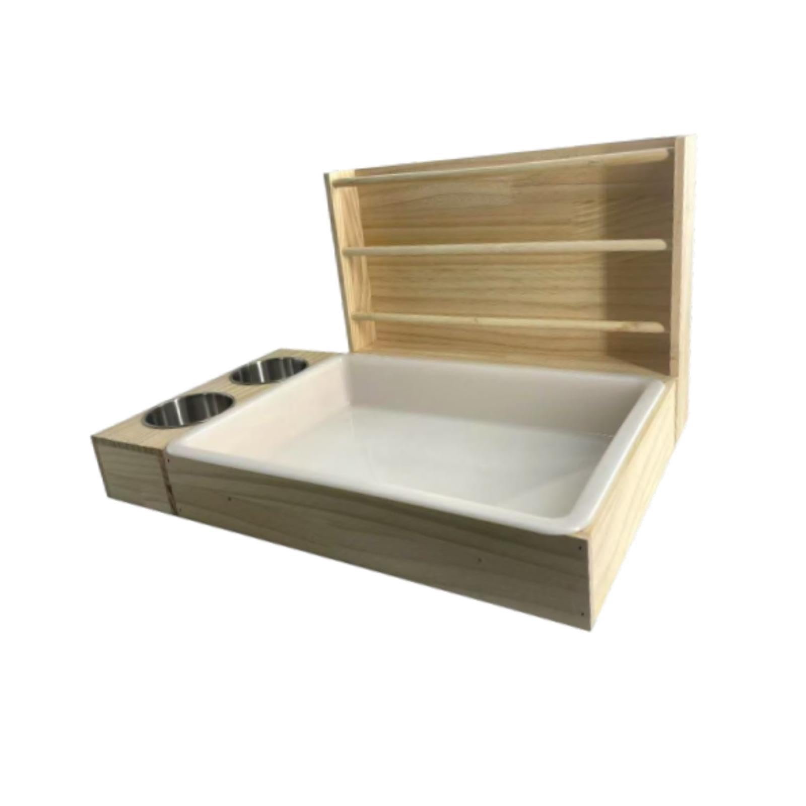 Sharplace Wooden Hay Feeder - Rastrelliera per fieno in legno, mangiatore di fieno di coniglio, con vassoio per lettiera, supporto per alimenti in erba per piccoli animali Hay Herder for Ferrets