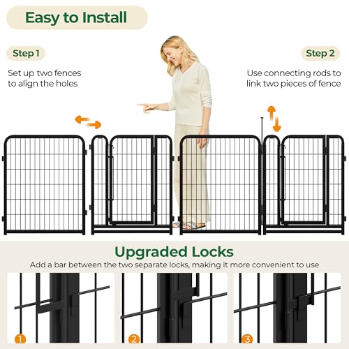 Image of Yaheetech Heavy Duty Dog Playpen, 32 Inch 16 Panels Pet Playpen for Medium Dogs, Foldable Puppy Exercise Fence, Indoor Outdoor Portable Dog Fence Barrier